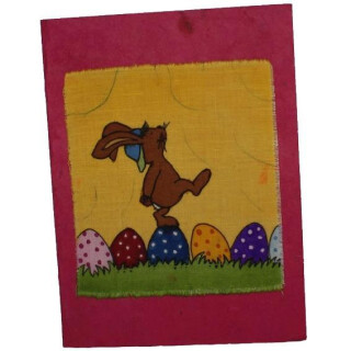 Batikkarte Hase auf Eiern