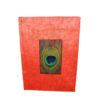 Notizbuch Pfauenfeder rot