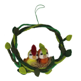 Filz T&uuml;rkranz 18 cm Vogelpaar