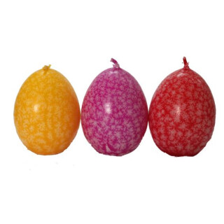 Ostereier-Kerzen 3er-Set gelb/rot/pink m, Wei&szlig;