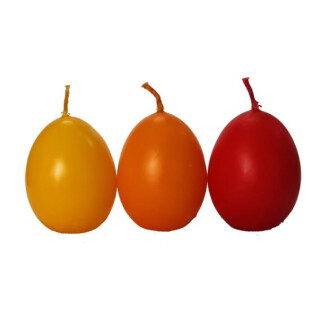 Ostereier-Kerzen 3er-Set orange/rot/gelb