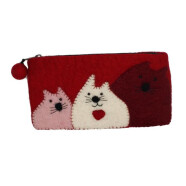 Filz Minit&auml;schchen Katzen rot
