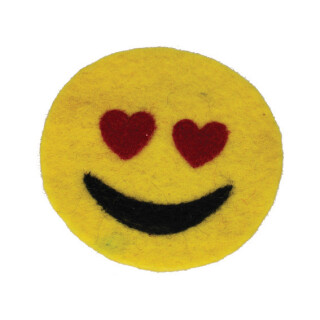 Filz Glas-Untersetzer Smiley verliebt