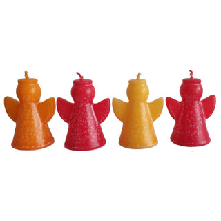 Kerzen Engelchen klein 4er-Set gelb-rot