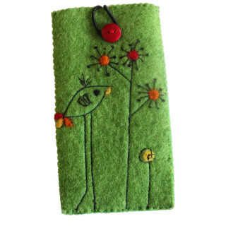 Filz Smartphone-H&uuml;lle Vogel gr&uuml;n
