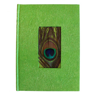 Notizbuch Pfauenfeder gr&uuml;n