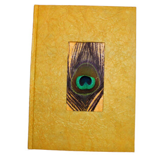 Notizbuch Pfauenfeder gelb