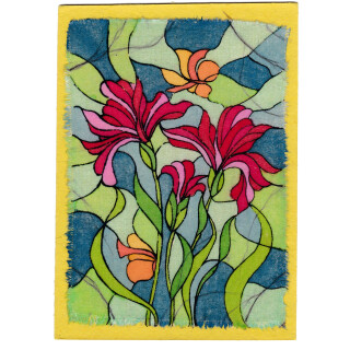 Batikkarte Schmetterling mit Blume