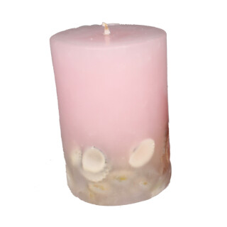 Restposten: Kerze mit Muscheln rosa