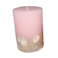 Restposten: Kerze mit Muscheln rosa