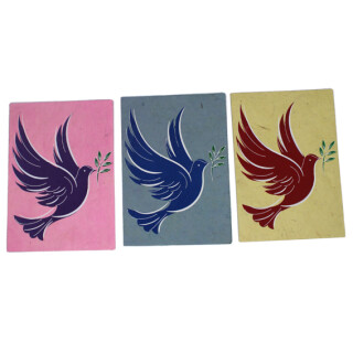 Restposten: Postkarten Nepalpapier 3er-Set Friedenstauben