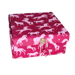 Falt-Box Nepalpapier Einhorn pink 16*16*8cm