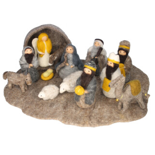Filz Krippe mit Bodenmatte, 13 Figuren