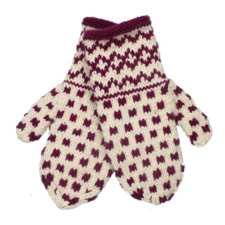 Handgestrickt: Handschuhe pink/wei&szlig; Kinder
