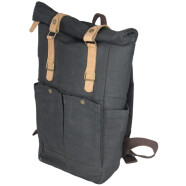Restposten: Rolltopp-Rucksack Jutestoff schwarz