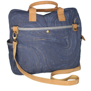 Restposten: Reisetasche "Marmorlook" Jeansstoff blau