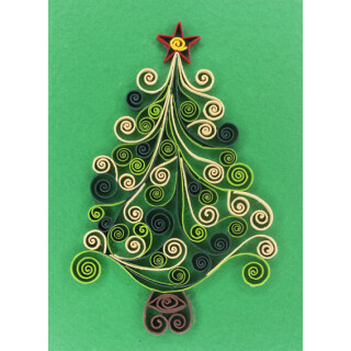 3D-Gru&szlig;karte Quilling-Technik Weihnachtsbaum gr&uuml;n