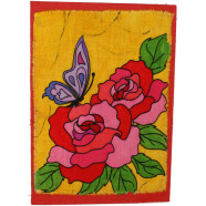 Batikkarte Rose mit Schmetterling