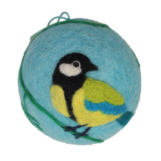 Filz Deko-Kugel 10cm Vogel blau