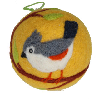 Filz Deko-Kugel 10cm Vogel gelb