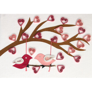 3D-Gru&szlig;karte Quilling-Technik Technik Verliebte V&ouml;gel