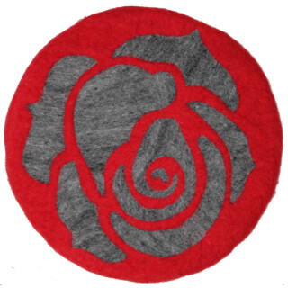 Restposten: Filz Sitzmatte rund Rose rot