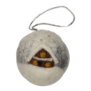 Filz Weihnachtskugel grau