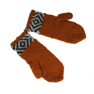 Handgestrickt: Handschuhe rostbraun Damen M