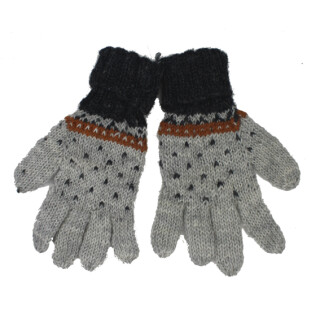 Handgestrickt: Fingerhandschuhe grau Damen M