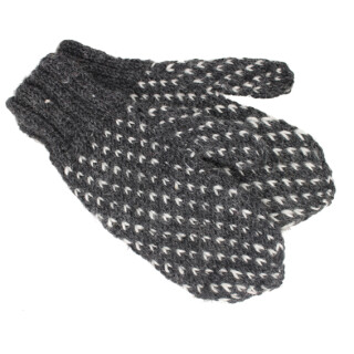 Handgestrickt: Handschuhe schwarz/grau Damen M