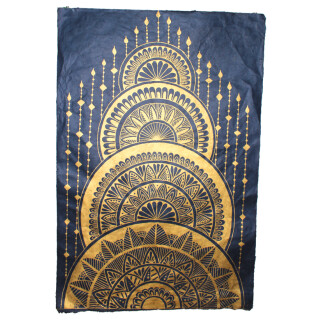 Nepalpapier Mandala-Poster Golddruck auf blau