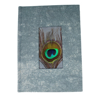 Notizbuch Pfauenfeder grau