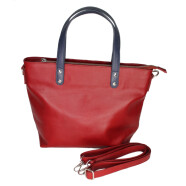 Leder Handtasche rot/blau
