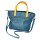 Leder Handtasche petrol/gelb
