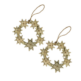 Palmfaser H&auml;nger Mini-Kr&auml;nze 2er-Set natur