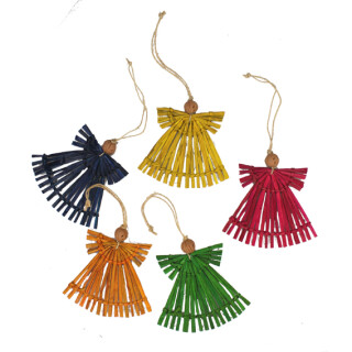 Pathi-Gras Stroh-Engelchen 5er-Set bunt