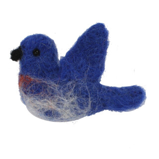 Filz Brosche Vogel blau