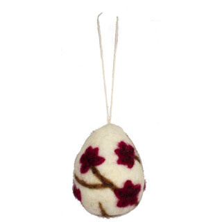 Filz H&auml;nger Osterei Blumenmuster wei&szlig;