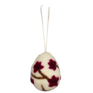 Filz H&auml;nger Osterei Blumenmuster wei&szlig;
