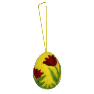 Filz H&auml;nger Osterei Blumenmuster gelb