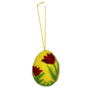 Filz H&auml;nger Osterei Blumenmuster gelb