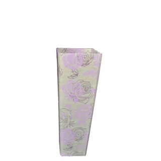 Vase aus Karton mit Nepalpapier Rosendesign klein