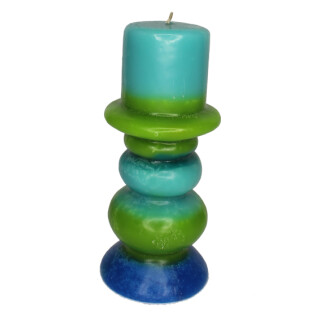 Kerzenst&auml;nder-Kerze blau/gr&uuml;n