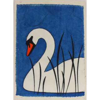 Restposten: Batikkarte Schwan