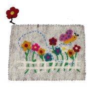 Filz B&ouml;rse Blumen und Schmetterling