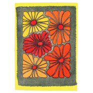Batikkarte Blume rot/grau