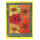 Batikkarte Blume rot/grau