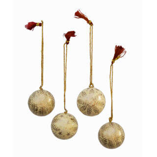 4erSet Lack Weihnachtskugel &Oslash; 3,8 cm cr&egrave;me