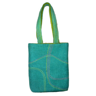 Filz Handtasche gr&uuml;n mit Stickerei