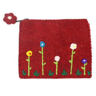 Filz B&ouml;rse mit Blumen-Stickerei
